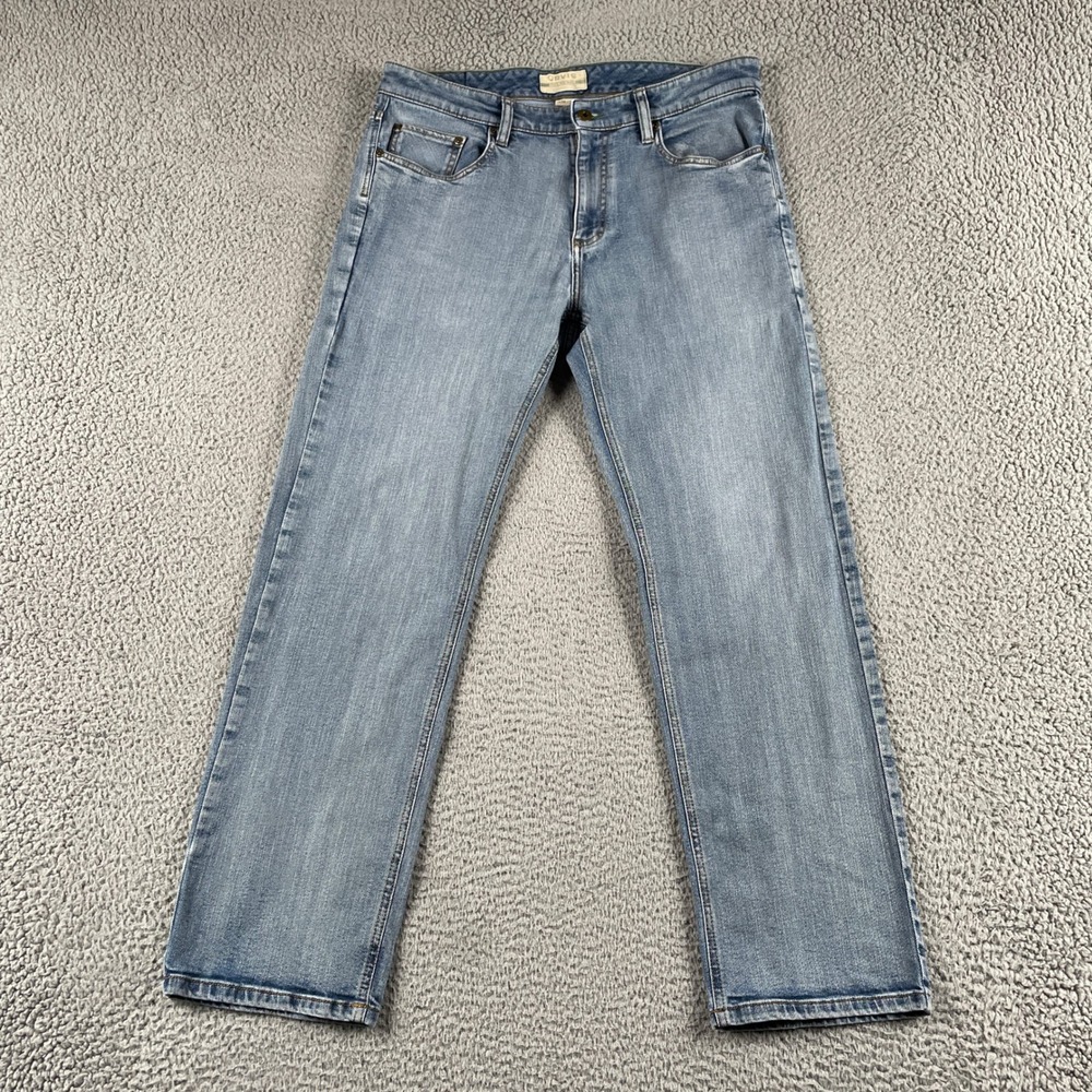 Orvis Jeans Mens 34x30 Blue Five Pocket Straight Leg Light Wash Denim Casual